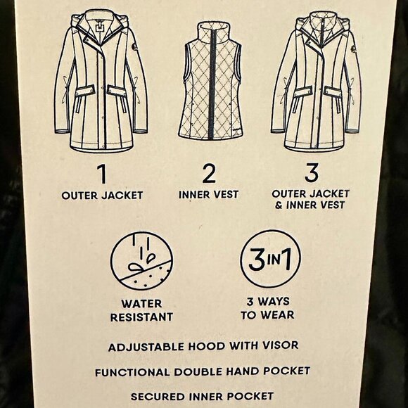Lands' End Women's 3-in-1 Systems Jacket & Vest Size S Black Water Resistant NEW - Picture 8 of 15